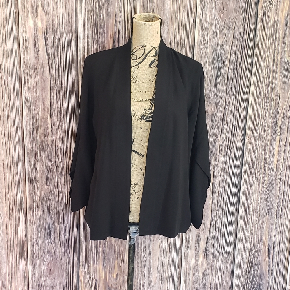 Eileen Fisher Silk Open Front Cardigan Jacket, Sz L
